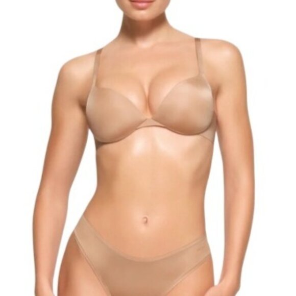 Skims 32DD Ultimate Collection Push-Up Plunge Bra Clay Beige NWT MSRP $60 - Picture 3 of 5